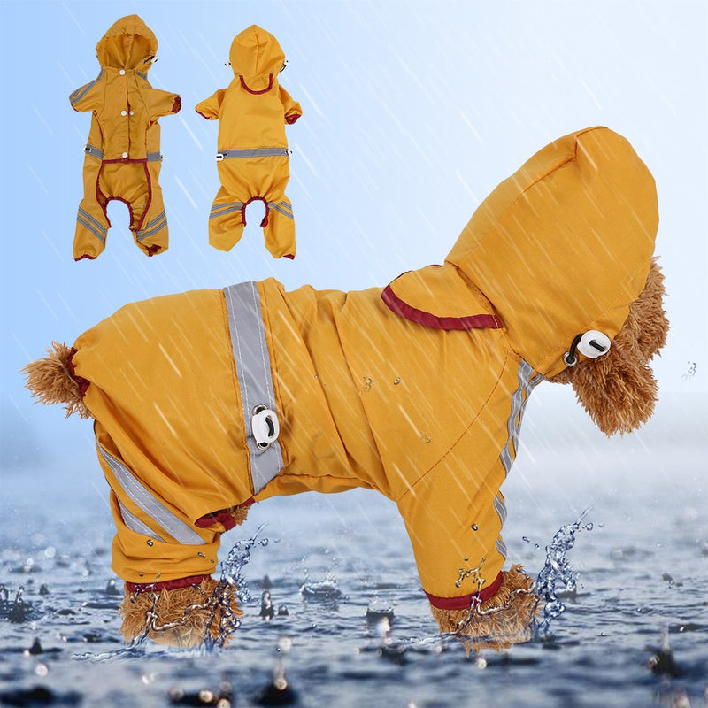 Pet Raincoat, Waterproof Jacket Cat Dog Hood Rain Coat Reflective Jumpsuit Apparel(Yellow XXL) Yellow XXL - PawsPlanet Australia