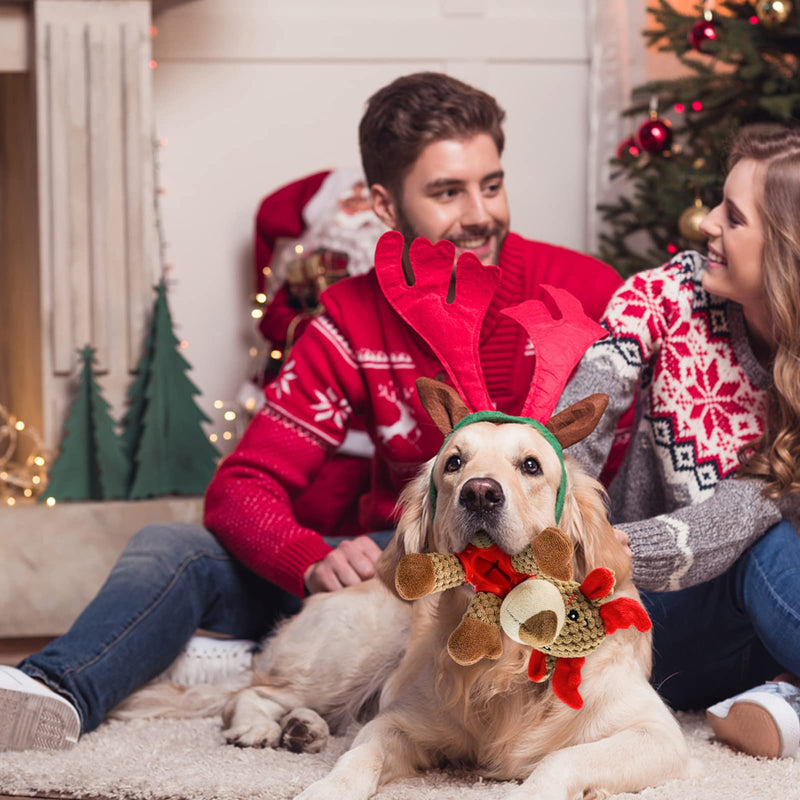 Chew toy for dogs, Christmas toy for dogs, squeak toy dog with cattle scent, interactive natural rubber dog toy for small and medium dogs, aggressive chewing Christmas moose - PawsPlanet Australia