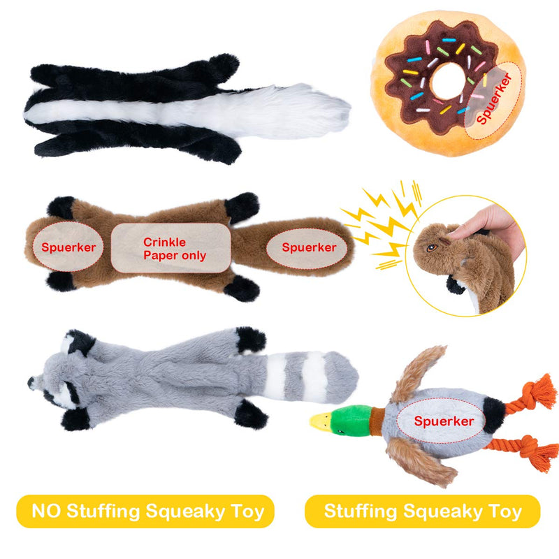 Dono Squeaky Dog Toys 5 Pack - Durable Dog Chew Toys Three no Stuffing Toy and Two Plush with Soft Stuffing Puppy Toys for Small Medium Large Dogs Teething Doggie Toys - PawsPlanet Australia