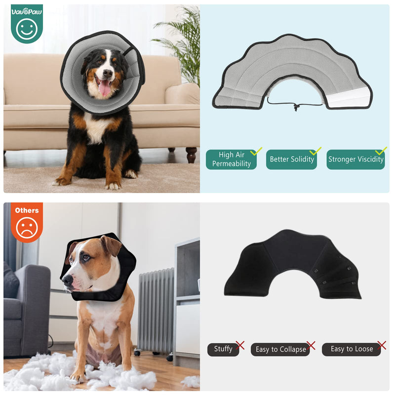 VavoPaw Neck Brace Dog Leak Protection, Soft Protective Collar Cone Collars Adjustable Recovery Collar, Breathable Pet Elizabethan Dog Collar, Leak Protection Dog After Surgery Dog, L, Grey - PawsPlanet Australia