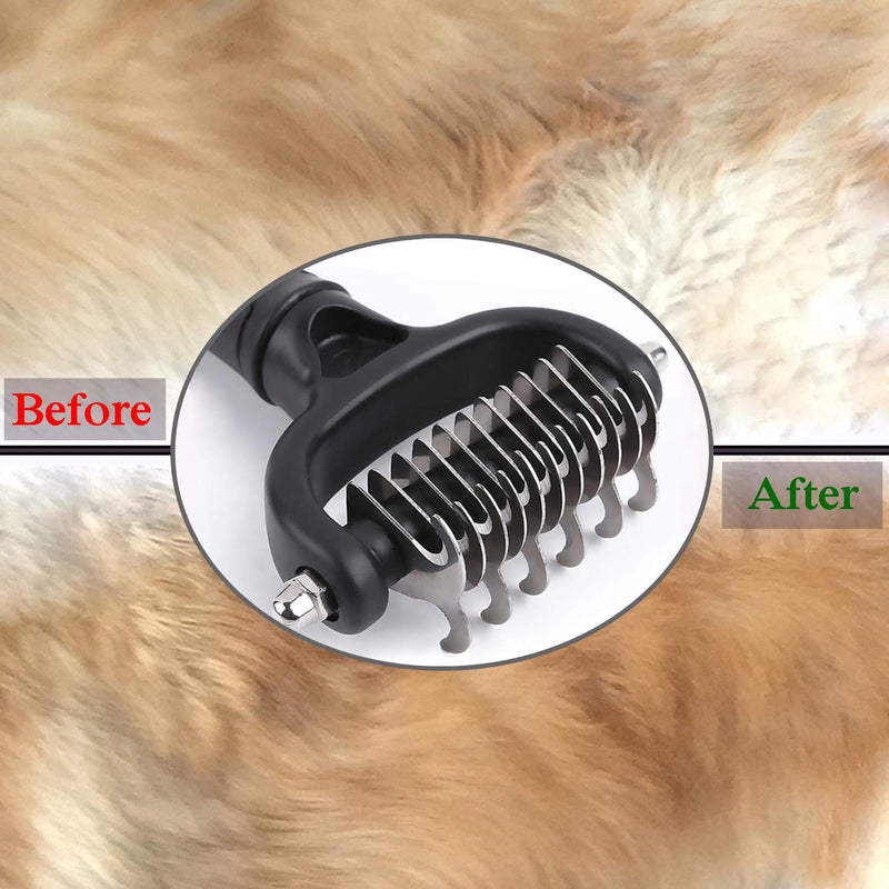 [Australia] - Petnazz Dogs Dematting Comb with 2 Sided Undercoat Grooming Rake Shedding Brushes J0601 Blue 