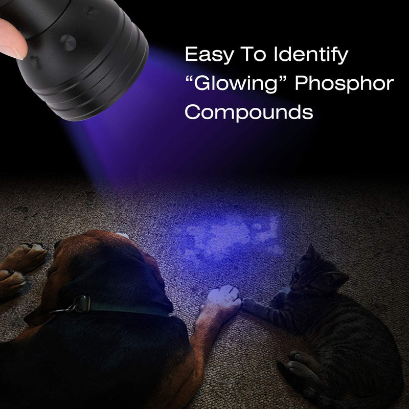 [Australia] - VavoPaw UV Blacklight Flashlight, 51 LED Ultraviolet 397nm UV Hand-held Pet Urine Currency Detector Stains Bed Bug Detective Torch UV Protecting Glasses Included - Black 