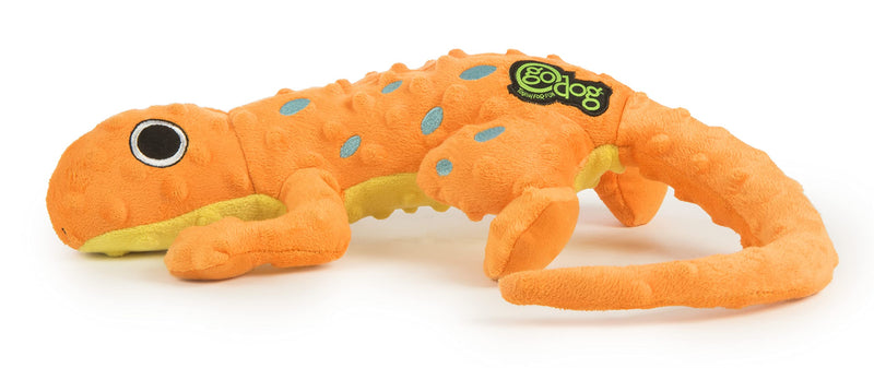 goDog Amphibianz Gecko Squeaker Dog Toy, Chew Resistant, Durable Plush, Soft, Tough, Reinforced Seams, Large - PawsPlanet Australia