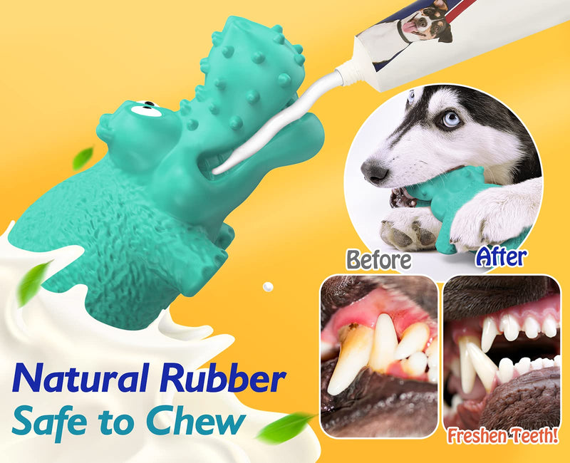 Pawaboo Dog Chew Toy Toothbrush Teeth Cleaning Toy, Dog Squeaky Toy, Dental Chew Toys for Aggressive Chewer, Dog Brushing Dental Oral Care Teeth Grinding Toy for Medium Large Breed Lake Blue - PawsPlanet Australia