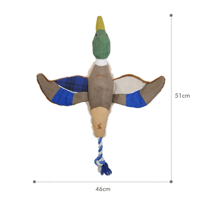 Rosewood Joules Soft Plush and Rope Squeaky Duck Interactive Training Dog Toy, 51 x 46 cm Blue One Size - PawsPlanet Australia