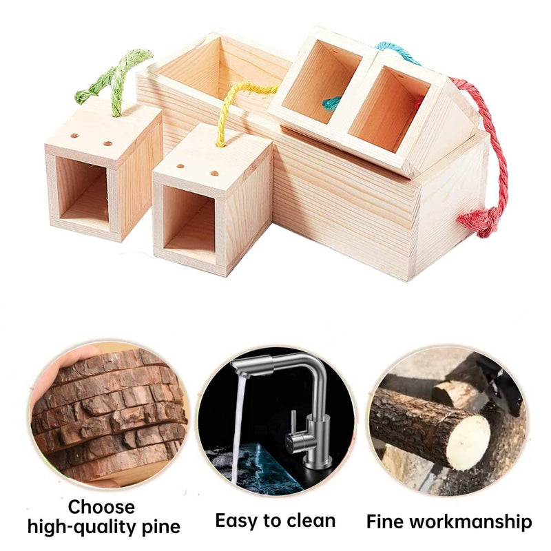 YeeBeny Wooden Small Animals Enrichment Foraging Toy, Interactive Hide Treats Puzzle Snuffle Game, for Rabbit, Hamster, Guinea Pig, Chinchilla, Bunny and Other Small Rodent Pets, Feeder Training Toys - PawsPlanet Australia