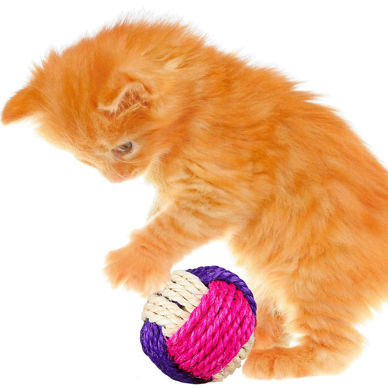 [Australia] - Weewooday 6 Pieces Cat Toy Ball Cat Sisal Ball Interactive Cat Ball Cat Rolling Ball Scratch Cat Toy (Random Color) 