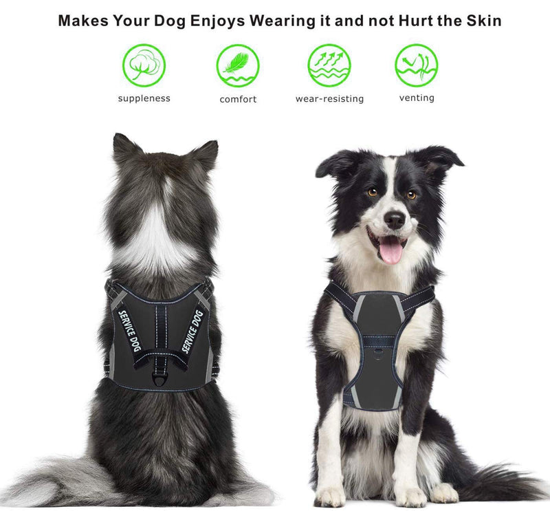 LMOBXEVL Service Dog Harness,No-Pull Dog Harness with Handle Adjustable Reflective Pet Dog in Training Vest Harness,Easy Control for Small Medium Large Breed Outdoor Walking Hiking XS:Neck 8.7-14.2"||Chest 14.2-19.7" Black - PawsPlanet Australia