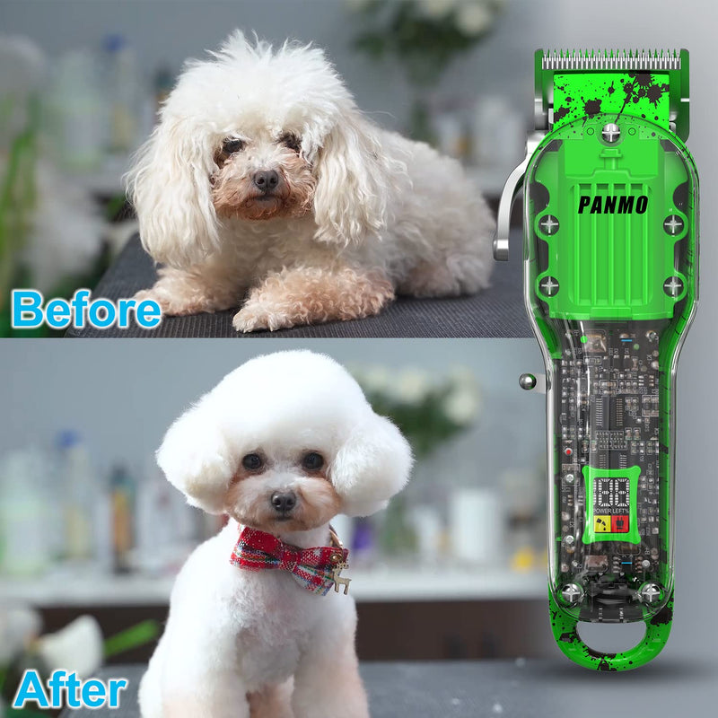 PANMO Professional Dog Clippers, Rechargeable Pet Grooming Kit Cordless Trimmer with 8 Guard Combs Best Shaver for Dogs Cats Pets - PawsPlanet Australia