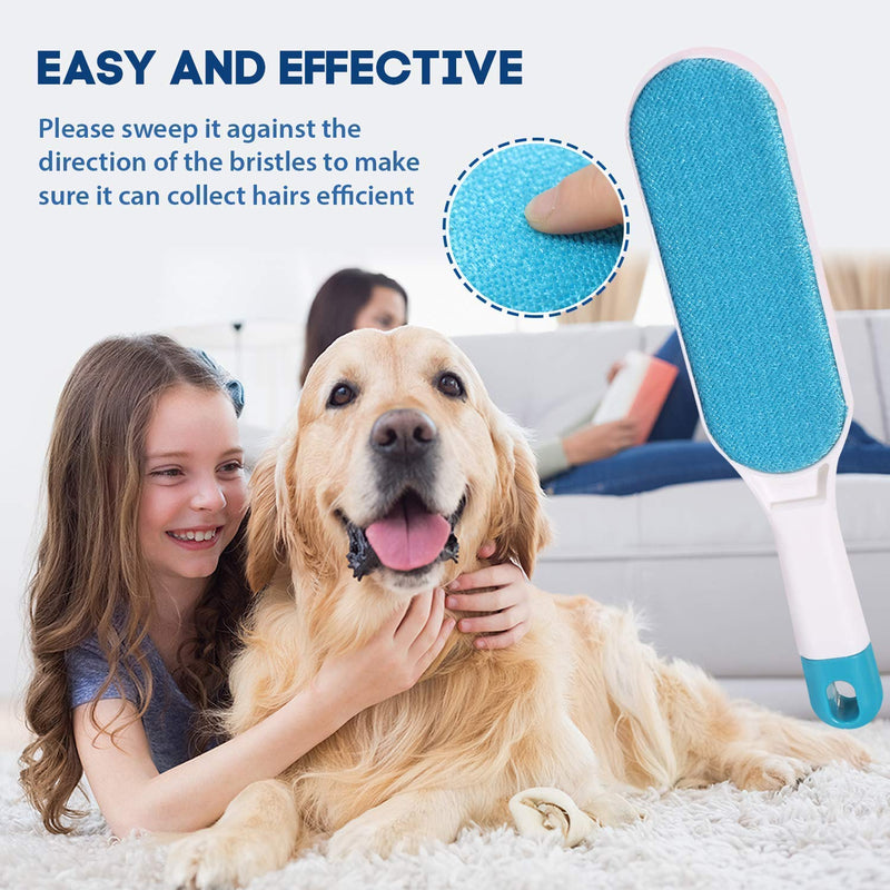 [Australia] - GETIEN Pet Hair Remover Brush Efficient Double Sided Dog & Cat Hair Removal Tool with Self-Cleaning Base Perfect for Clothing Furniture Couch Carpet Blue 