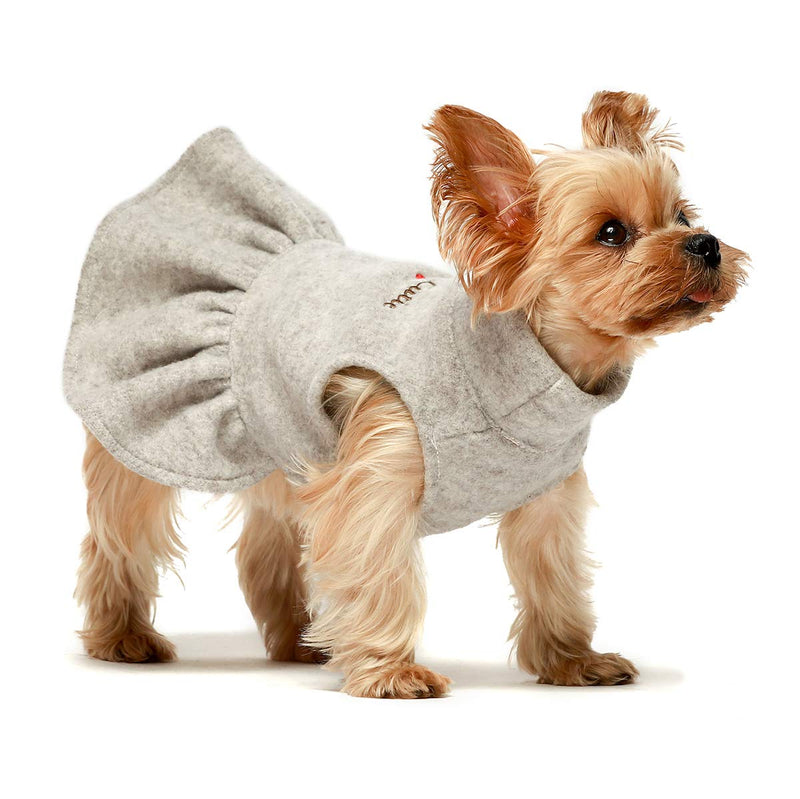 [Australia] - Fitwarm Embroidery Thermal Pet Clothes for Dog Dresses Winter Coat Cat Sweatshirts Puppy Outfits Grey L 