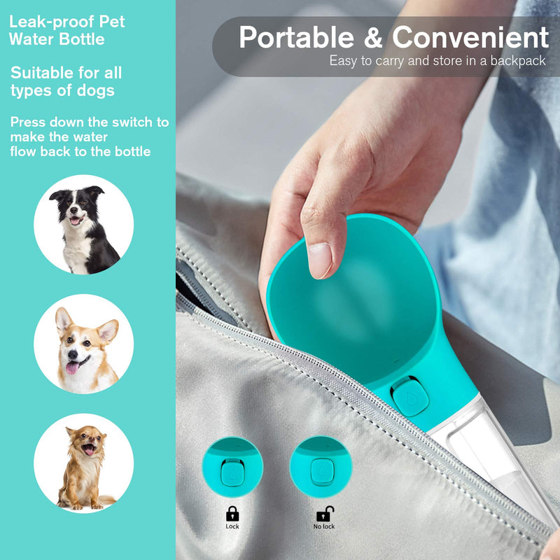 ZHAN Dog Water Bottle, Portable Multifunctional Water Bottle with Food Dispenser, Garbage Collection Bag, Poop Shovel, Lanyard Suit for Pets Outdoor Walking Travelling Doggy Bottles Leak Proof 1 Count (Pack of 1) Blue - PawsPlanet Australia