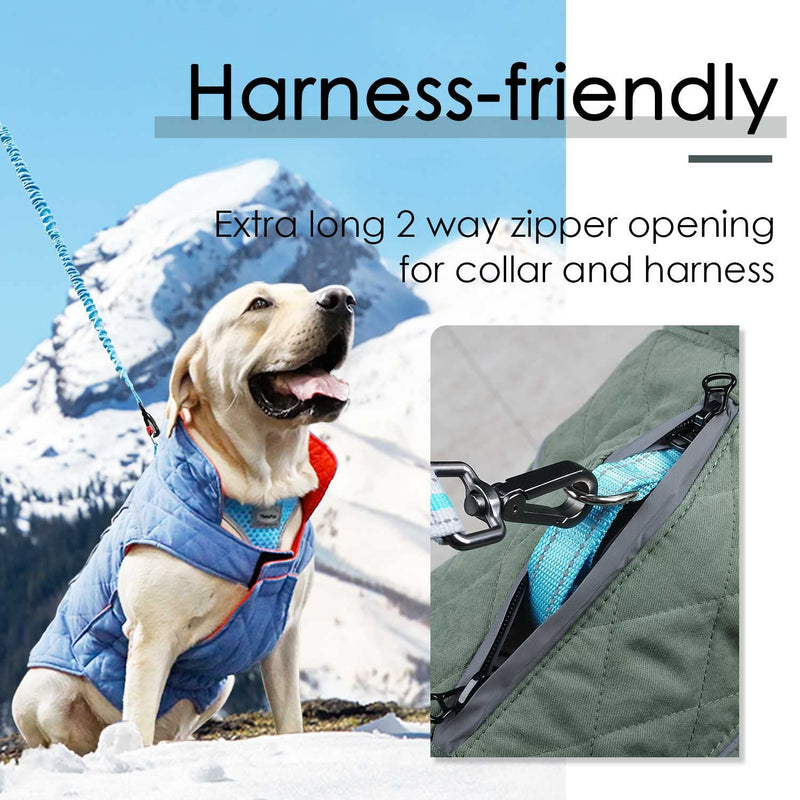 ThinkPet Dog Cold Weather Coats - Cozy Waterproof Windproof Reversible Winter Dog Jacket, Thick Padded Warm Coat Reflective Vest Clothes for Puppy Small Medium Large Dogs XS(Back 11", Chest 15-17", Neck 15") Green - PawsPlanet Australia