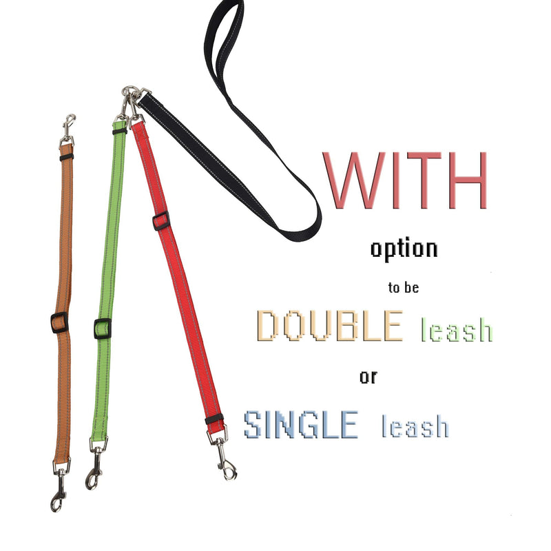 3 Way Dog Leash Reflective Adjustable Coupler No Tangle Detachable 3 in 1 Multiple Dog Leash with Soft Padded Handle for 1 2 3 Dog Pet Cat Puppy Walking Training (Multi-Color) - PawsPlanet Australia