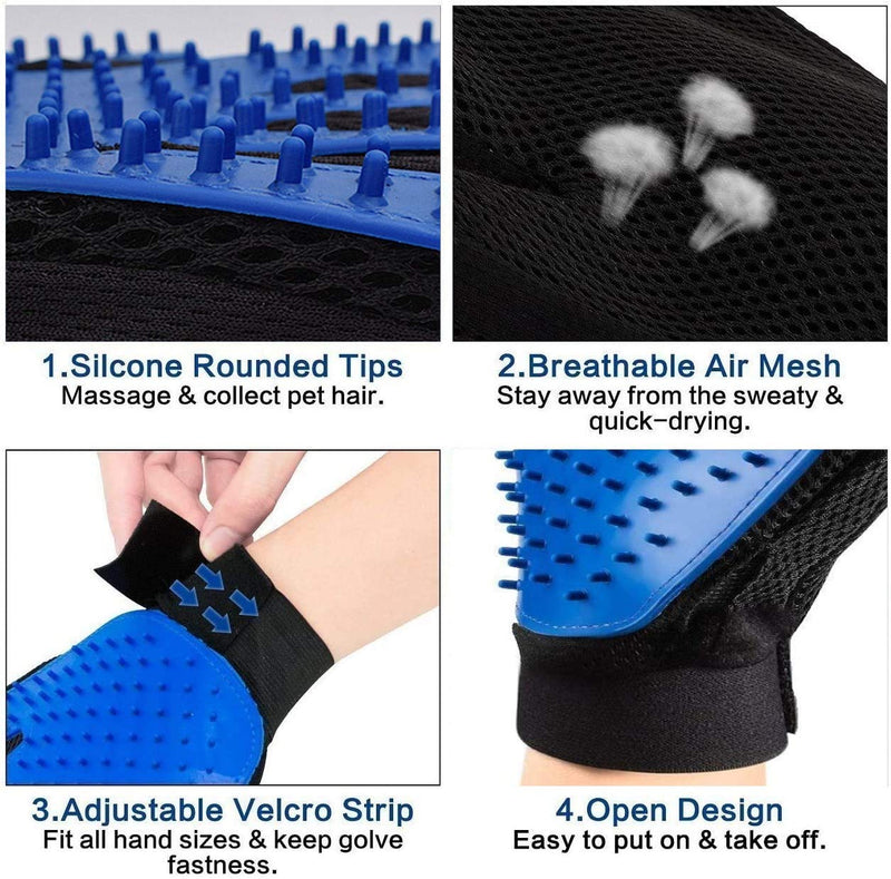 【2020 Upgrade Version】Pet Grooming,Pet brush Glove Glove Pet Hair Remover Mitt Massage Deshedding Glove Brush for Dog/Cat/Pet Grooming and Cleaning (1 Pair) - PawsPlanet Australia