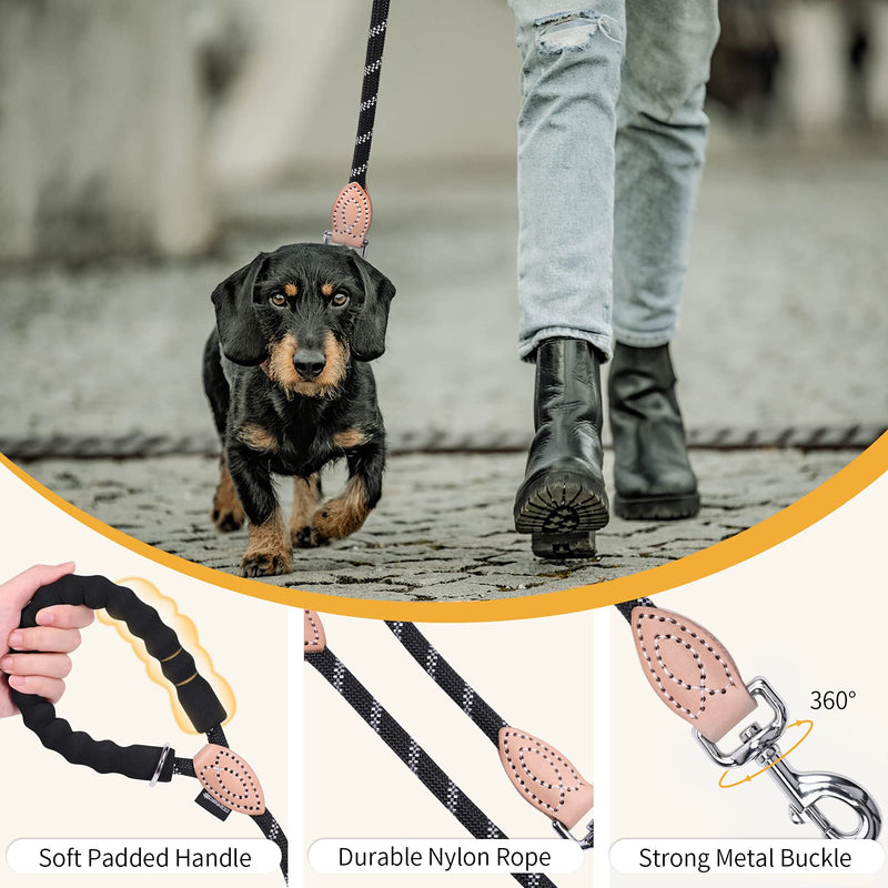 Grand Line Basic Dog Leash with Reflective Design, Classical and Standard Pet Leash for Small, Medium and Large Dogs with Padded Handle and Heavy Duty Metal Clasp- Dia. 1/2 inch, 5 Ft Long Standard-Black - PawsPlanet Australia