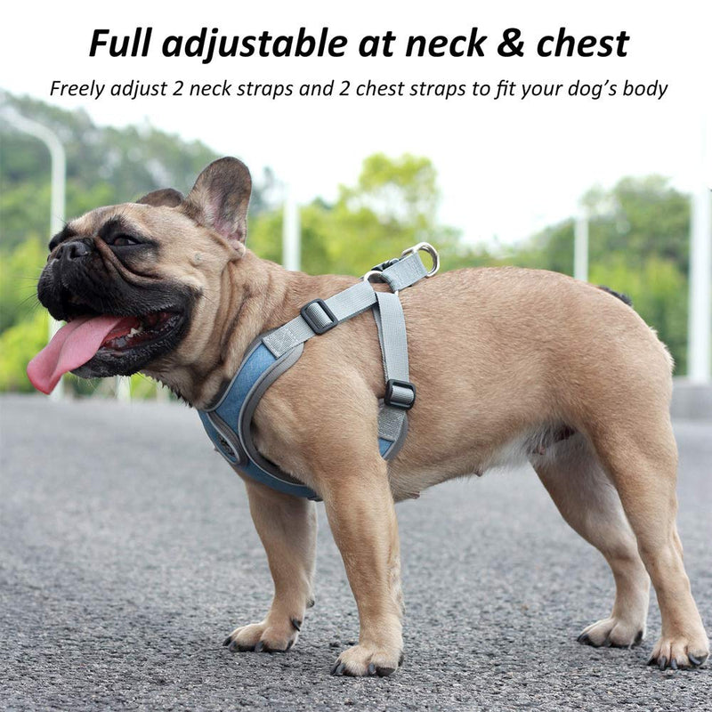 Anlitent No Pull Dog harness for Small Dogs Puppies, Bakc Slip 4 Clips Adjustable Lightweight Pet Vest Service Harness Escape Free Easy Fit for Puppy Indoor Walking Jogging Training Blue Boy XS - PawsPlanet Australia