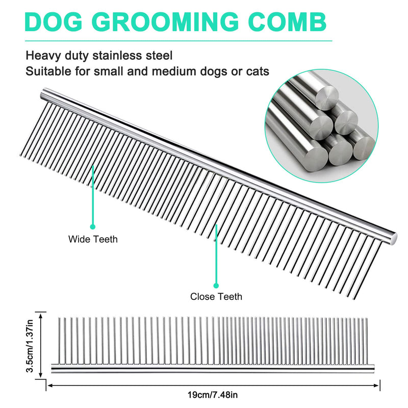 Stainless steel pet comb for dogs and cats, pet grooming comb for removing tangles and knots, with comb for grooming dogs, cats and other pets-2pcs - PawsPlanet Australia