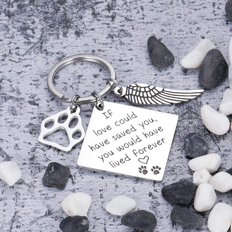 Pet Memorial Gift Keychain for Loss of Pet Dogs Cats Sympathy Gift for Friend Family Boss Remembrance Keyring Jewelry for Women Men Loved If Love Could Have Saved You Would Have Lived Forever - PawsPlanet Australia