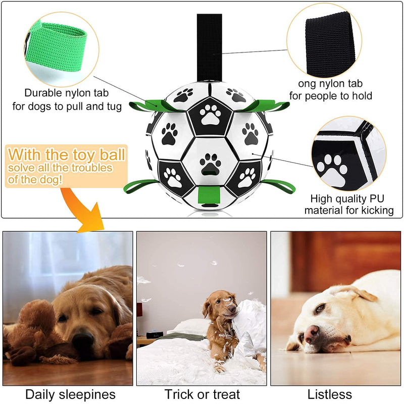 Pet Dog Football Toys,Dog Soccer Ball with Grab,Small Medium Dogs Outdoor Pet Toy Suitable Water/beach/lawn Indoor Best Pet Toy and Dog Tug-of-war Swing Ball with Pump - PawsPlanet Australia