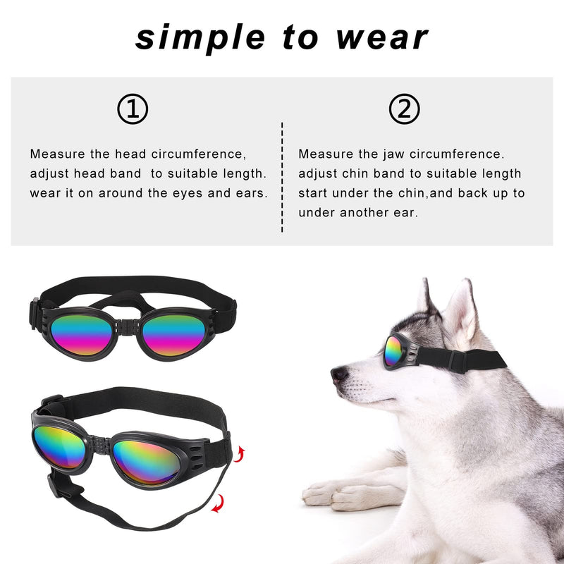 Fuyamp Small Dog UV-proof Sunglasses, Waterproof Windproof Pet Goggles with Adjustable Strap, Eye Protection and Cool Style for Dogs Cats Puppies Pets (Black) - PawsPlanet Australia