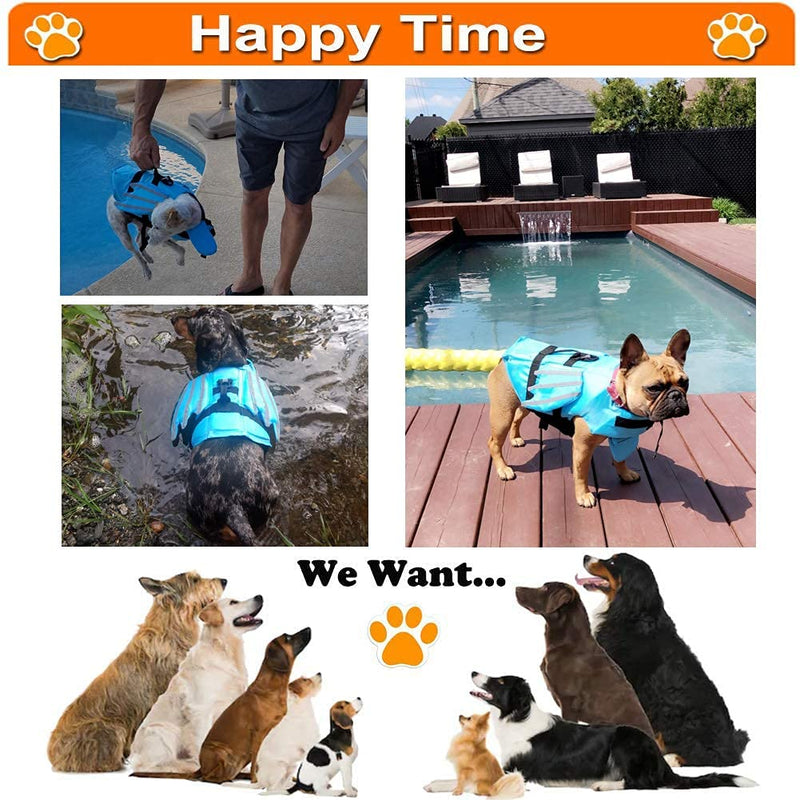 Dog Life Jacket Vests for Swimming, Blue Orange Mermaid Shark Life Jacket for Dogs with Neck Float for Small Medium Large Dogs, Dog Life Vest Saver Perserver Water Vest for Boating Canoeing Beach Extra Small Blue Wings - PawsPlanet Australia