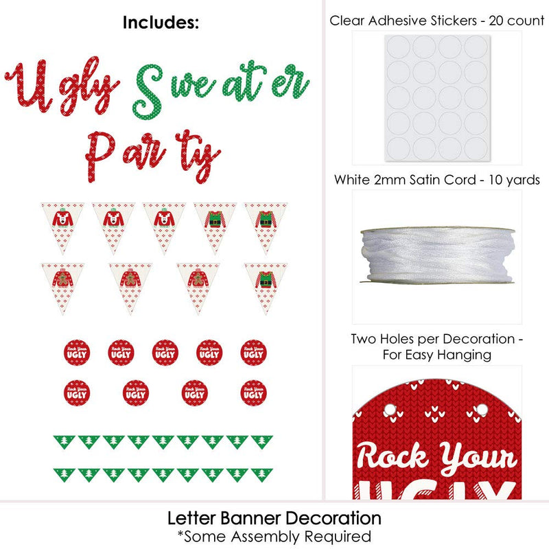 Big Dot of Happiness Ugly Sweater - Holiday and Christmas Party Letter Banner Decoration - 36 Banner Cutouts and Ugly Sweater Party Banner Letters - PawsPlanet Australia