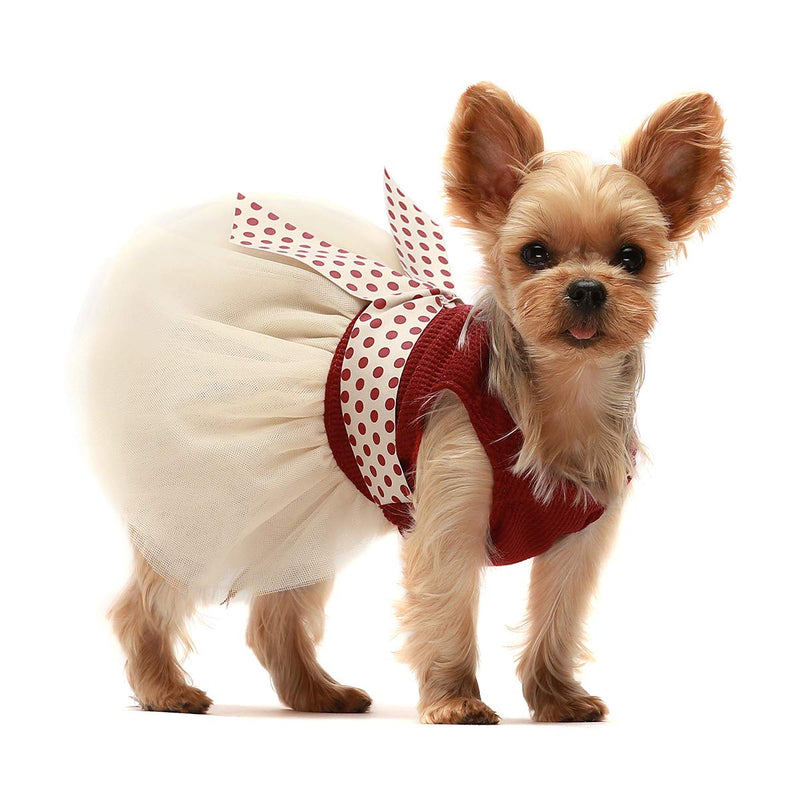 [Australia] - Fitwarm Retro Polka Dot Dog Dresses for Pet Clothes Party Birthday Puppy Doggie Tutu Dress Red XS 