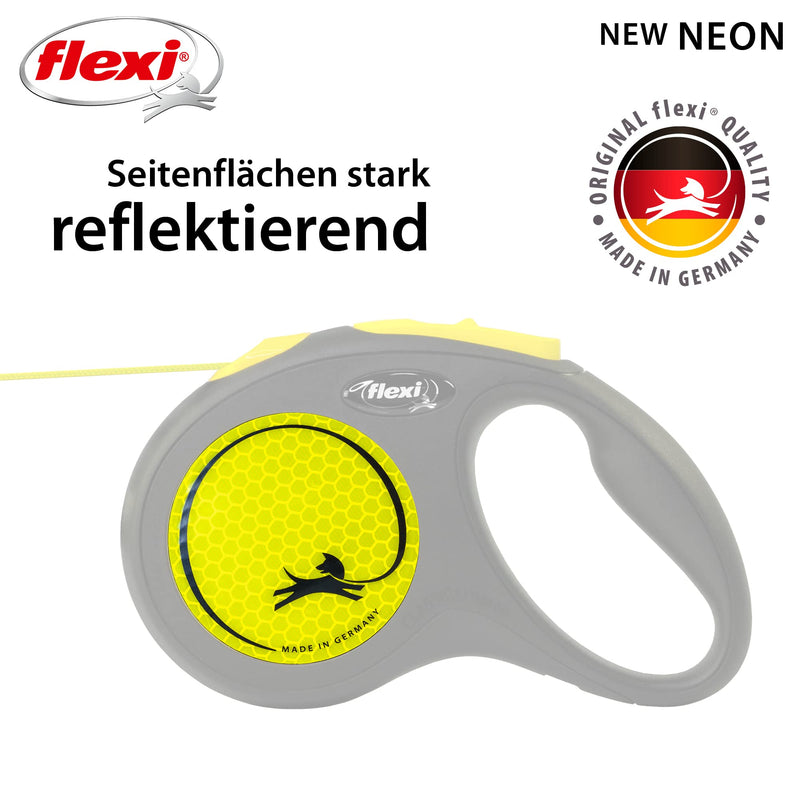 flexi NEON REFLECTANTE CORDON (S 5 METROS 12 KG), black/neon yellow S 5 m - PawsPlanet Australia