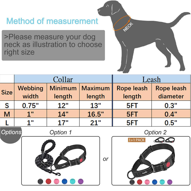 haapaw 2 Packs Martingale Dog Collar with Quick Release Buckle Reflective Dog Training Collars for Small Medium Large Dogs collar+collar, S neck 12"-13" Black+Black, 1+1 Packs - PawsPlanet Australia