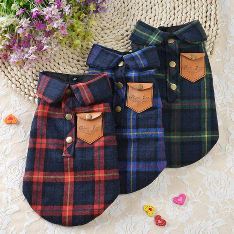 [Australia] - BBEART Pet Clothes, England Plaid Double Layer Flannel T-Shirt Autumn Winter Warm Dog Clothes for Small or Medium Pet Dogs Clothing Chihuahua Yorkshire Poodle Apparel Costumes M Green 