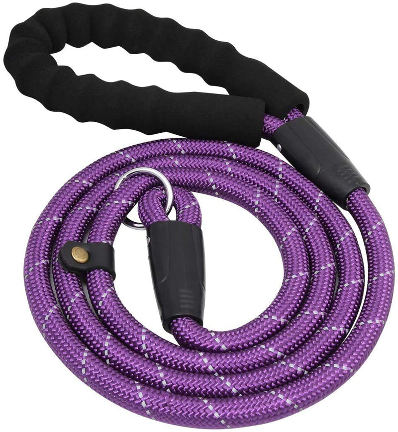 Zhaoyao Dog Slip Lead, Reflective Large Lead Leash with Comfortable Sponge Handle Adjustable Dog Pet Length 160 cm for Large Medium Dog Training Walking (Purple) Purple - PawsPlanet Australia