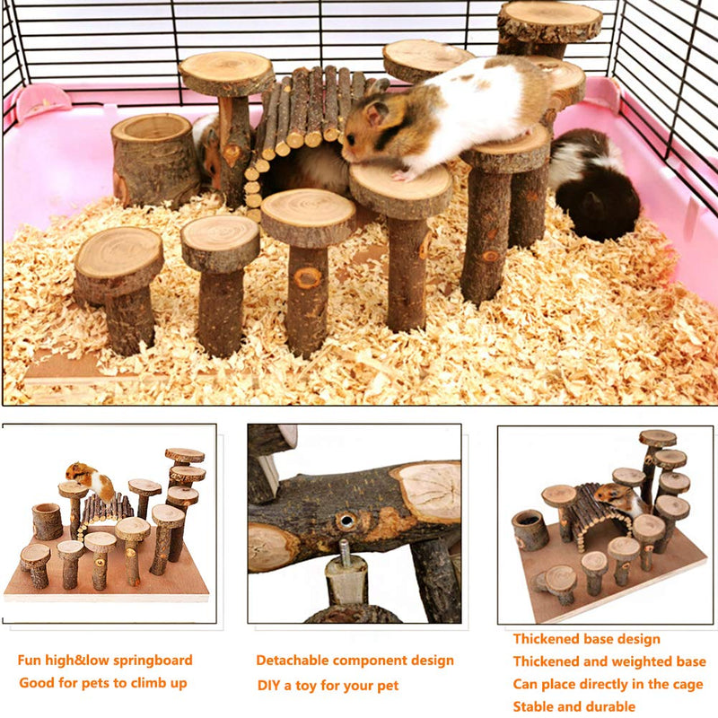 Wooden Hamster Platform Toy Chinchilla Activity Playground Stand Ladder Guinea Pigs Hideout Set Bridge Ramps Chew Toys for Mouse Dwarf Hamster Gerbil Rat Sugar Glider Syrian Hamster Small Animals - PawsPlanet Australia