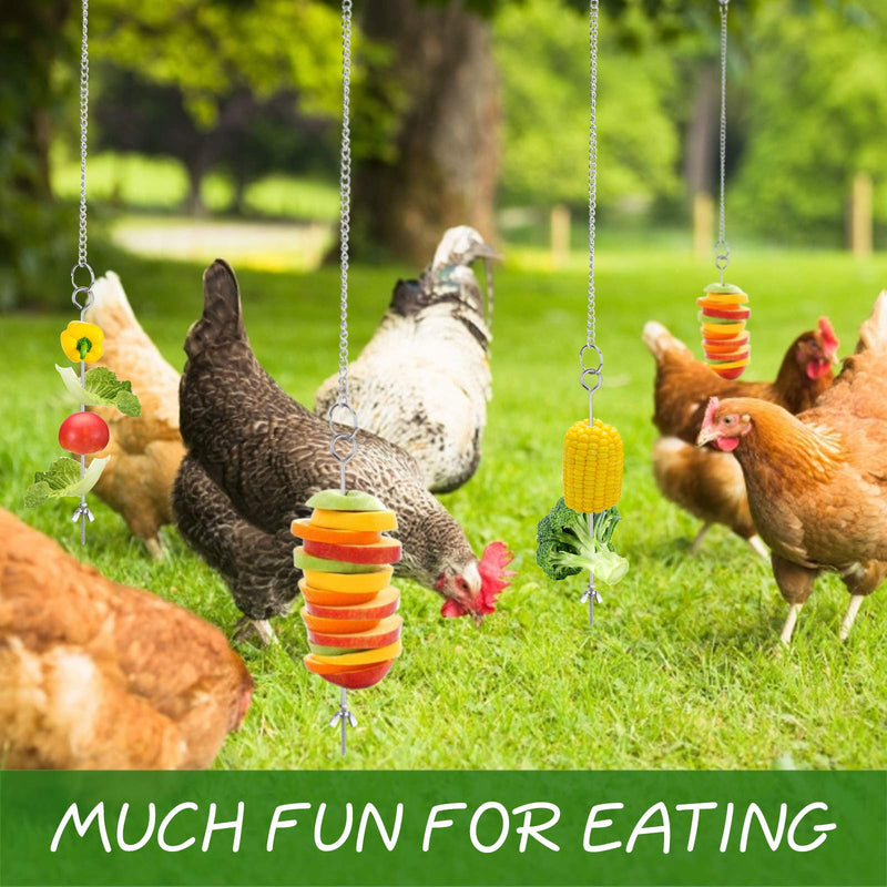 [Australia] - AUSHEN Chicken Veggies Skewer Food Holder 3 Pcs Vegetable Fruit Hanging Feeder Toy Feeding Tool for Hens Parrot Birds 
