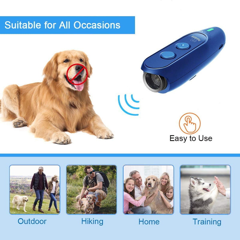 [Australia] - Pawanti Dog Bark Control Device, Ultrasonic Dog Bark Deterrent, 3 in 1 Anti Barking Dog Trainer, Rechargeable 16.5Ft Range Handheld Trainer for Dogs 