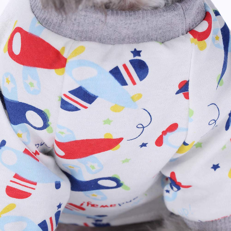 [Australia] - Zoyee Cotton Dog Pajamas Puppy Jumpsuit Dog Shirt for Small Medium Dogs Cats Large(Back 11.8" Chest 16.5") Plane 