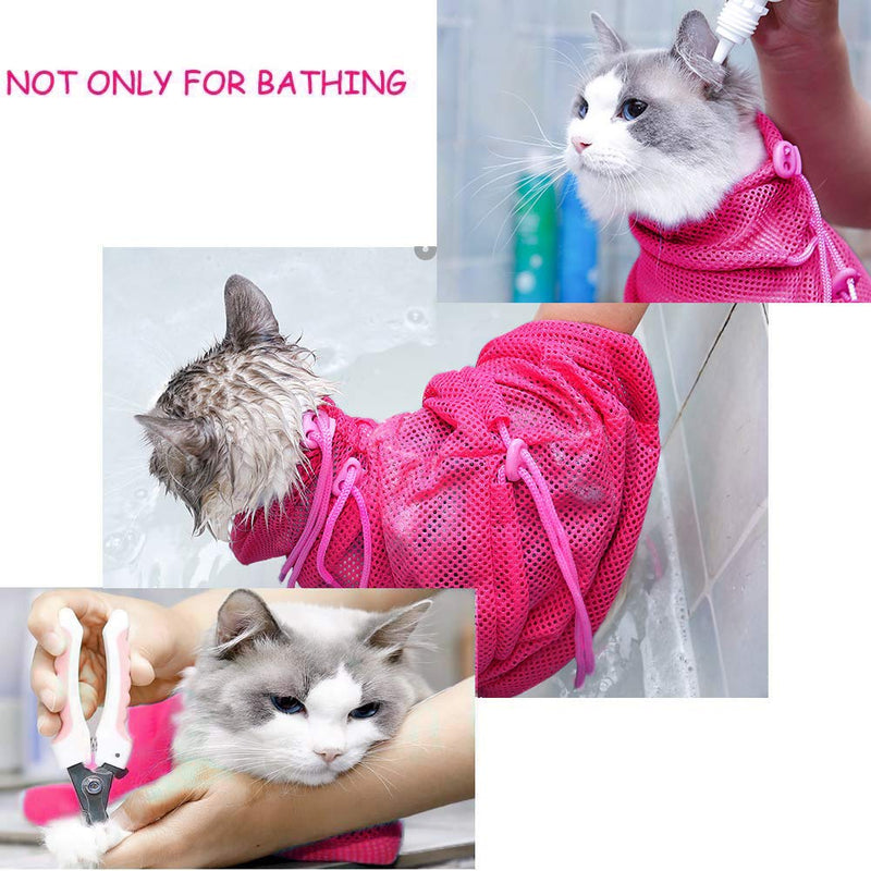 [Australia] - DreamCat Cat Grooming Bag Cat Washing Bag Cat Restraint Bag with Adjustable Cord,Anti-bite and Anti-Scratch for Cat Bathing Examining Nail Trimming 