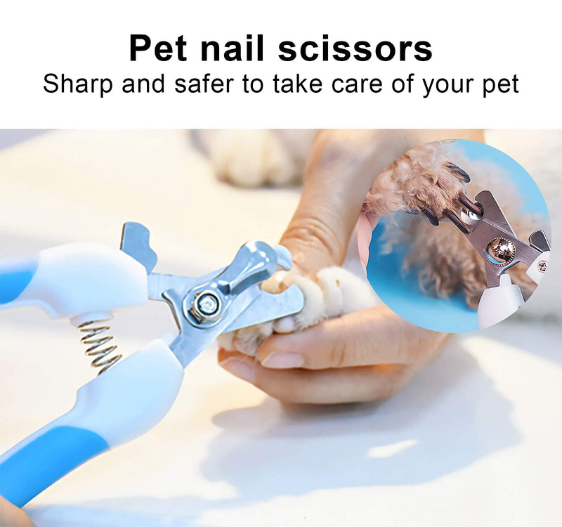 Dog and Cat Nail Clippers, Free Nail File, Pet Nail Trimmers with Safety Guard to Avoid Over-Cutting, Professional Grooming Tool for Large Medium Small Dogs and Cats Pet Supplies, Blue BU - PawsPlanet Australia