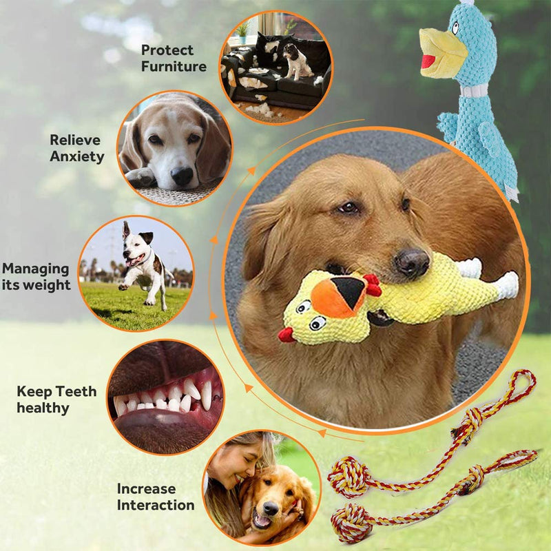 Aidiyapet Dog Toys For Small Dogs,4 Durable Dog Toys for Boredom Puppy Toys from 8 Weeks,Puppy Teething Toy Dog Chew Toy,Dog Squeaky Toys Dog Toys for Small Dogs - Natural Cotton&Non-Toxic - PawsPlanet Australia