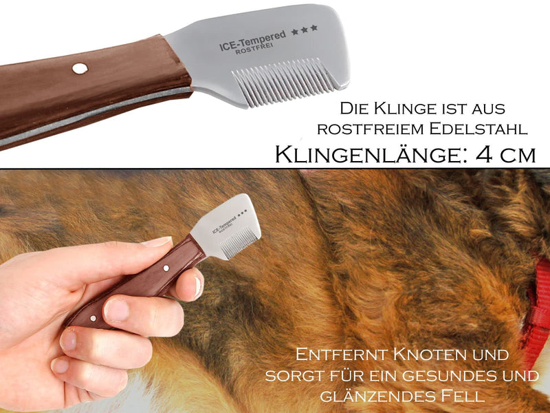 Trimming knife set for dogs and cats with small, medium, large teeth, 4-piece comb for dog fur, undercoat, fur knife, dog scissors, stainless steel knife, brand quality for long hair and short hair - PawsPlanet Australia