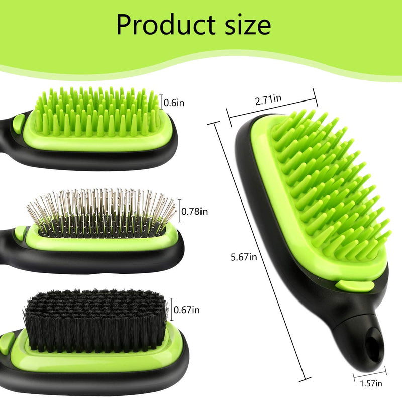 CestMall 3 in 1 Pet Grooming Combs, Cat Cambing Brush Tool Finishing Hair Trimmer Soft Air Cushion Comb Massage Comb for Cat/Dog/Rabbit(Green) - PawsPlanet Australia
