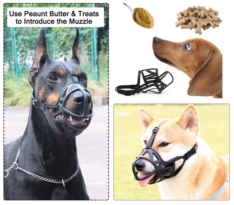 [Australia] - Mayerzon Dog Muzzle, Breathable Basket Muzzle to Prevent Barking, Biting and Chewing, Humane Muzzle for Small, Medium, Large and X-Large Dogs XS Black 