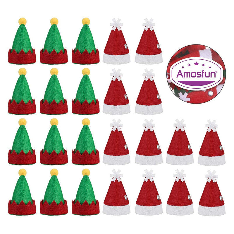 Amosfun 48pcs Mini DIY Christmas Hat Elf Christmas Cap Lollipop Top Wraps Toppers Wine Bottle Cap for Lollipop Candy Cover Decorations Craft - PawsPlanet Australia