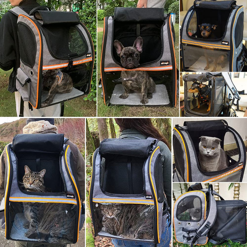 NATUYA Cat Carrier Backpack Large Foldable Pet Dog Backpack Carrier for Puppy Up to 10KG, Portable Breathable Rucksack with Expandable Back Inner Safety Leash Pockets, Ideal for Travel Hiking Outdoor - PawsPlanet Australia