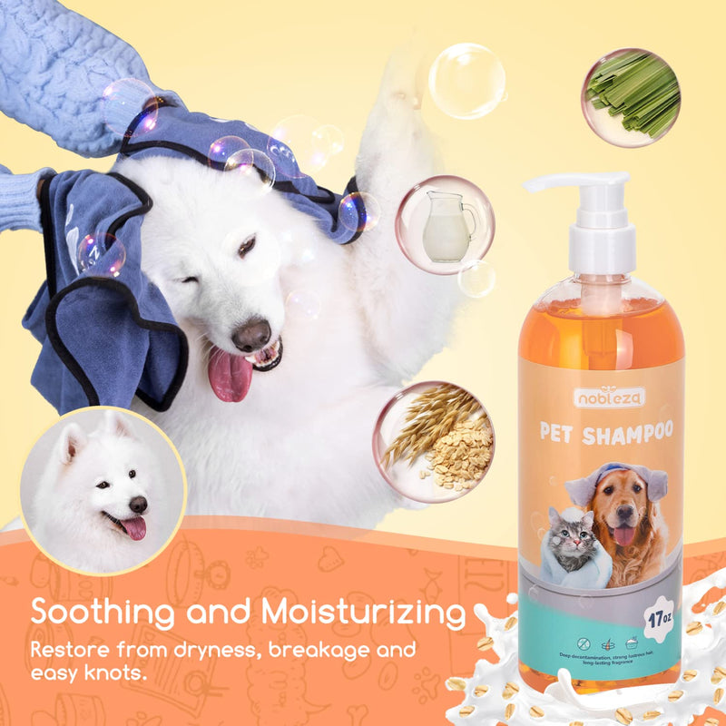 Dog Shampoo, Nobleza pH Balance Cat Shampoo for Sensitive Skin Discomfort Relieve, Deodorizing Moisturizing Cleansing Soothing Oatmeal Shampoo for Dogs, Puppies and Kittens, 17oz - PawsPlanet Australia