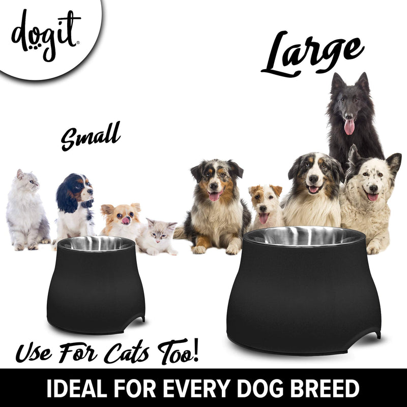 Dogit Elevated Dog Bowl, Stainless Steel Dog Food and Water Bowl for Dogs Small Black - PawsPlanet Australia