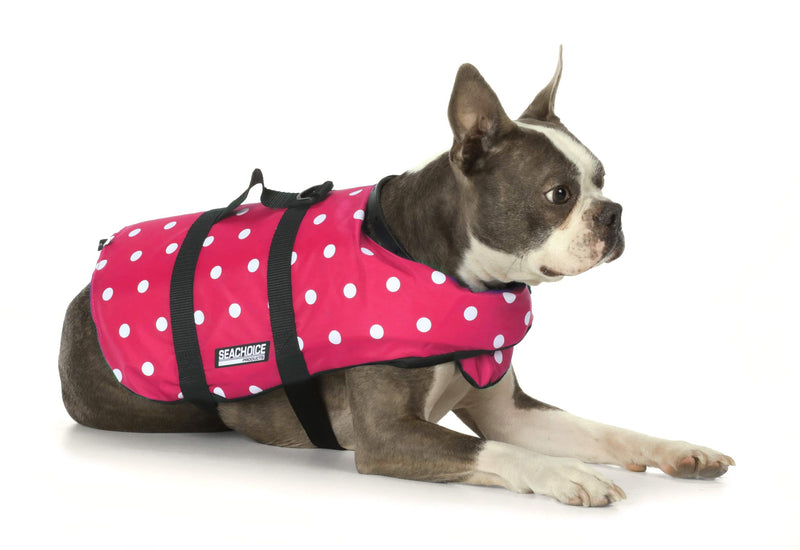 [Australia] - Seachoice 86360 Dog Life Vest - Adjustable Life Jacket for Dogs, with Grab Handle, Pink Polka Dot, Size XXS, up to 6 Pounds, XXS - up to 6 lbs 