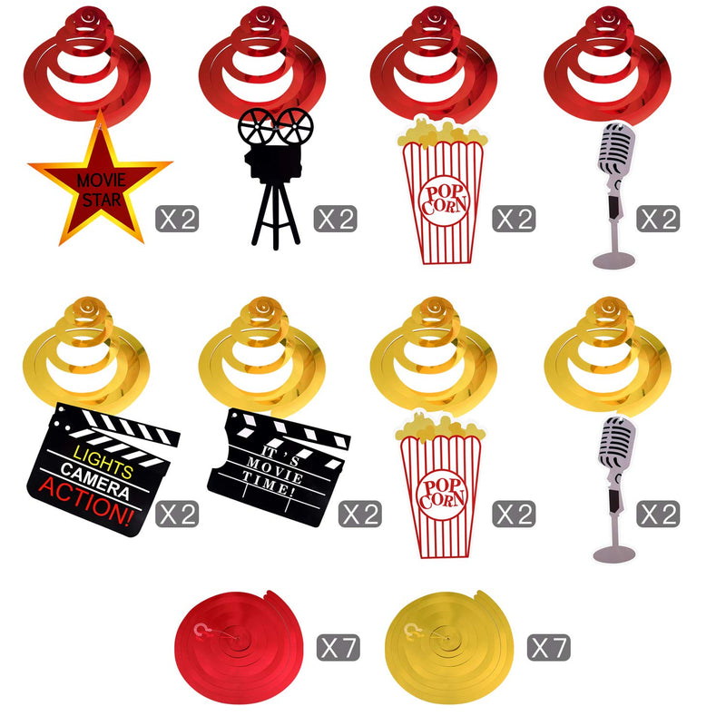 TUPARKA 30 PCS Movie Night Party Swirl Hanging Decorations Hollywood Movie Theme Party Supplies for Kids - PawsPlanet Australia