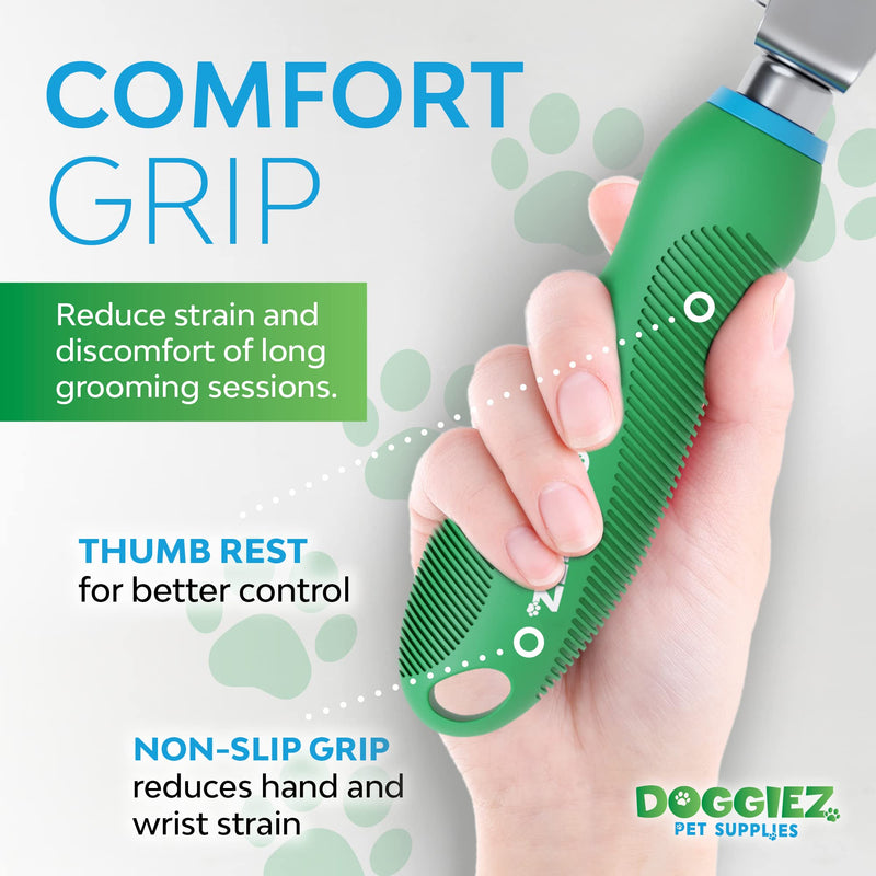 Doggiez Pet Supplies - Pet Dematting Comb for Dogs & Cats - Long Hair to Medium with Safety Edge Matted Fur Rake Blades - Undercoat Mat, Tangle & Knot Remover Grooming Tool - Detangler Rake Brush - PawsPlanet Australia