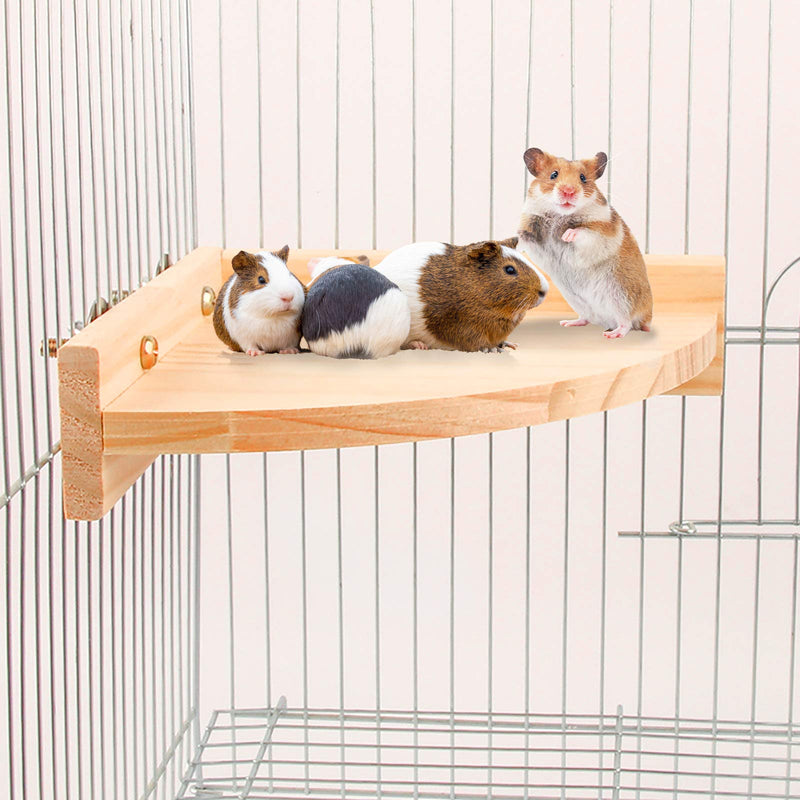 EBaokuup 4 Pack Wooden Hamster Stand Platform, Fan-Shaped Bird Habitat Corner Platform Bird Perch Platform Stand Rat Activity Playground Board, Suitable for Gerbil Rat Mouse Lovebird Finches - PawsPlanet Australia